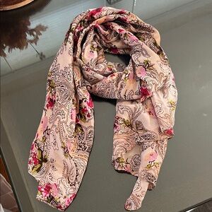 Charming Charlie Pink and Green Paisley Scarf